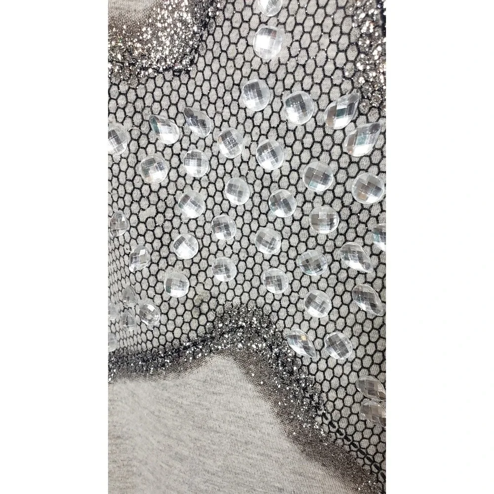 Girls Gray Canyon River Blues Sequins Star Tie Front‎ T Shirt Top Kids XL 18